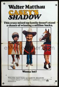 5q163 CASEY'S SHADOW 1sh '78 Walter Matthau tries to win a million bucks on horse racing!
