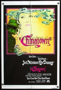 5q171 CHINATOWN 1sh '74 great art of smoking Jack Nicholson & Faye Dunaway, Roman Polanski!