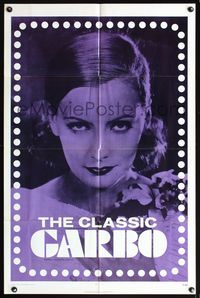 5q172 CLASSIC GARBO 1sh '71 great super close portrait of sexy Greta Garbo!