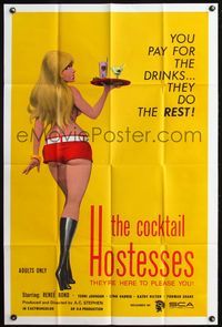 5q176 COCKTAIL HOSTESSES 1sh '73 written by Ed Wood, artwork of sexiest waitress!