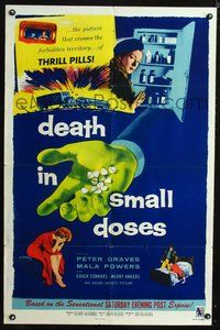 5q192 DEATH IN SMALL DOSES 1sh '57 the rough tough guys and dolls who get their kicks from Benny!