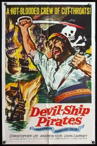 5q202 DEVIL-SHIP PIRATES 1sh '64 Hammer, hot-blooded crew of cutthroats, buccaneer artwork!