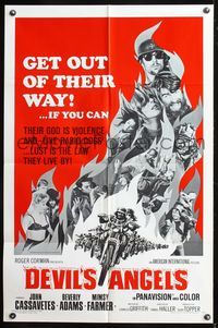 5q197 DEVIL'S ANGELS 1sh '67 AIP, Roger Corman, their god is violence, lust the law they live by!