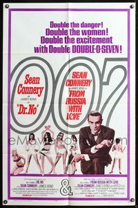 5q215 DR. NO/FROM RUSSIA WITH LOVE 1sh '65 Sean Connery is James Bond, double danger & excitement!