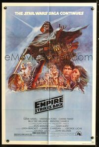 5q228 EMPIRE STRIKES BACK style B 1sh '80 George Lucas sci-fi classic, cool artwork by Tom Jung!