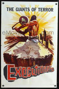5q232 EXECUTIONERS 1sh '59 WWII death camps, Nuremberg trials, cool really odd artwork!