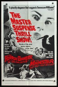5q236 EYES WITHOUT A FACE/MANSTER 1sh '62 horror double-bill, the master suspense thrill show!
