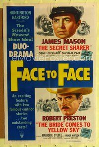 5q237 FACE TO FACE 1sh '52 double-bill of Secret Sharer & Bride Comes to Yellow Sky!