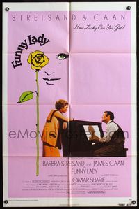 5q275 FUNNY LADY 1sh '75 Barbra Streisand watches James Caan play piano!