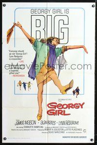 5q279 GEORGY GIRL 1sh '66 Lynn Redgrave, James Mason, Alan Bates, Charlotte Rampling!