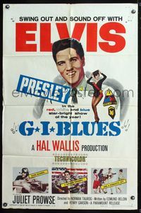 5q276 G.I. BLUES 1sh '60 swing out and sound off with Elvis Presley & sexy Juliet Prowse!