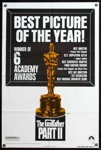 5q288 GODFATHER PART II awards style B 1sh '74 Al Pacino in Francis Ford Coppola's classic sequel!