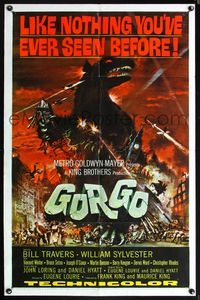 5q293 GORGO 1sh '61 great artwork of giant monster terrorizing city by Joseph Smith!