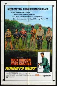 5q326 HORNETS' NEST 1sh '70 Rock Hudson, great cast portrait of teens with guns!