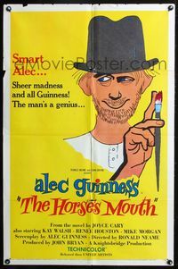 5q333 HORSE'S MOUTH 1sh '59 great artwork of Alec Guinness, the man's a genius!
