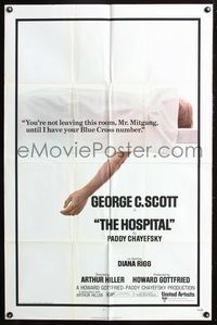 5q334 HOSPITAL 1sh '71 George C. Scott, Paddy Chayefsky, wacky tagline & image!
