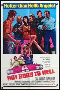 5q341 HOT RODS TO HELL 1sh '67 Dana Andrews, Jeanne Crain, Hotter than Hell's Angels!