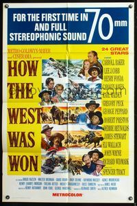 5q353 HOW THE WEST WAS WON 1sh R69 John Ford epic, Debbie Reynolds, Gregory Peck & all-star cast!