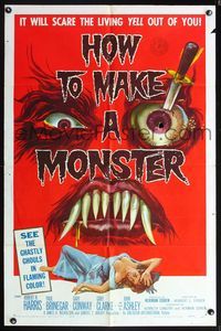 5q358 HOW TO MAKE A MONSTER 1sh '58 ghastly ghouls, it will scare the living yell out of you!