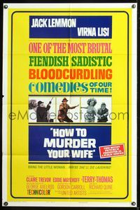 5q359 HOW TO MURDER YOUR WIFE style B 1sh '65 Jack Lemmon, Virna Lisi, the most sadistic comedy!