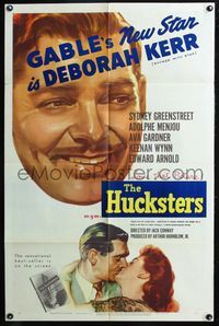 5q366 HUCKSTERS 1sh '47 close-up portrait artwork of Clark Gable, Deborah Kerr!