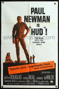 5q367 HUD 1sh '63 Paul Newman is the man with the barbed wire soul, Martin Ritt classic!
