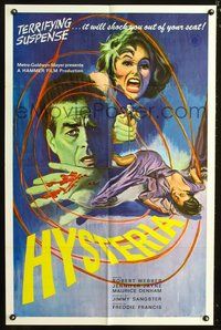 5q374 HYSTERIA  1sh '65 Robert Webber, Hammer horror, it will shock you out of your seat!