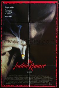 5q398 INDIAN RUNNER int'l 1sh '91 directed by Sean Penn, cool close-up smoking image!