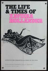 5q506 LIFE & TIMES OF XAVIERA HOLLANDER 1sh '74 sexy art of smoking naked Samantha McLaren!