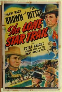 5q520 LONE STAR TRAIL 1sh '42 cowboys Tex Ritter, Johnny Mack Brown, Fuzzy Knight!