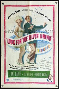 5q526 LOOK FOR THE SILVER LINING 1sh '49 art of June Haver & Ray Bolger dancing, Gordon MacRae!