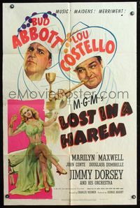 5q529 LOST IN A HAREM 1sh '44 Bud Abbott & Lou Costello in Arabia with sexy babes!