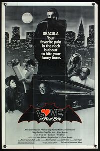 5q536 LOVE AT FIRST BITE 1sh '79 AIP, wacky vampire image of George Hamilton as Dracula!
