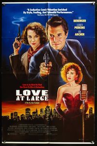 5q537 LOVE AT LARGE 1sh '90 film noir artwork of Tom Berenger, Elizabeth Perkins, Anne Archer!