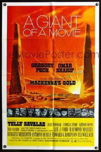 5q545 MacKENNA'S GOLD style B 1sh '69 Gregory Peck, Omar Sharif, Telly Savalas, Julie Newmar!