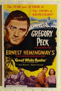 5q546 MACOMBER AFFAIR 1sh R52 Great White Hunter, Gregory Peck, Joan Bennett!