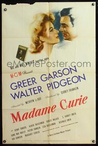 5q550 MADAME CURIE style D 1sh '43 historical scientist Greer Garson, Walter Pidgeon!