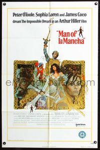 5q571 MAN OF LA MANCHA 1sh '72 Peter O'Toole, Sophia Loren, cool Ted CoConis art!