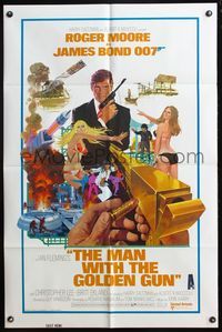 5q579 MAN WITH THE GOLDEN GUN east hemi 1sh '74 Roger Moore as James Bond by Robert McGinnis!