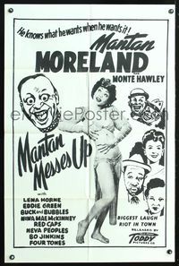 5q587 MANTAN MESSES UP 1sh R50s Moreland, Monte Hawley, Lena Horne, Toddy Pictures!