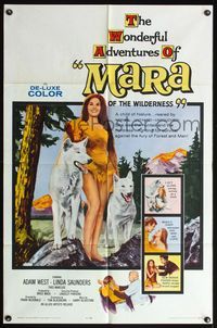 5q588 MARA OF THE WILDERNESS 1sh '65 sexy wolf-girl Lori Saunders, untamed, untouched!