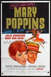 5q598 MARY POPPINS style A 1sh R80 Julie Andrews & Dick Van Dyke in Walt Disney's musical classic!