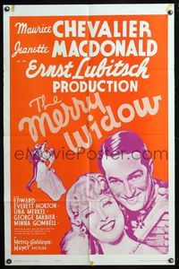 5q611 MERRY WIDOW 1sh R62 Maurice Chevalier, Jeanette MacDonald, Ernst Lubitsch!