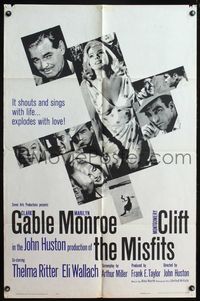 5q622 MISFITS 1sh '61 Clark Gable, sexy Marilyn Monroe, Montgomery Clift, John Huston!