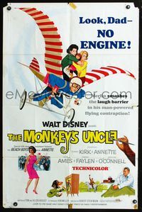 5q628 MONKEY'S UNCLE 1sh '65 Walt Disney, Annette Funnicello flying with ape!