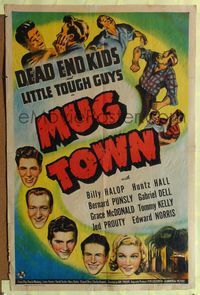 5q635 MUG TOWN 1sh '42 Dead End Kids, Little Tough Guys, fistfight artwork!