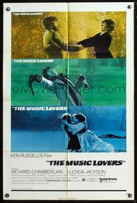 5q641 MUSIC LOVERS 1sh '71 Ken Russell, three images of Richard Chamberlain & Glenda Jackson!