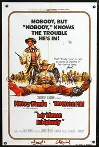 5q645 MY NAME IS NOBODY int'l 1sh '74 Il Mio nome e Nessuno, art of Henry Fonda & Terence Hill!