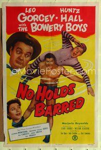 5q662 NO HOLDS BARRED 1sh '52 Leo Gorcey, Huntz Hall & the Bowery Boys with real wrestlers!