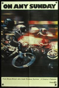 5q674 ON ANY SUNDAY 1sh '71 Bruce Brown classic, Steve McQueen, motorcycle racing!